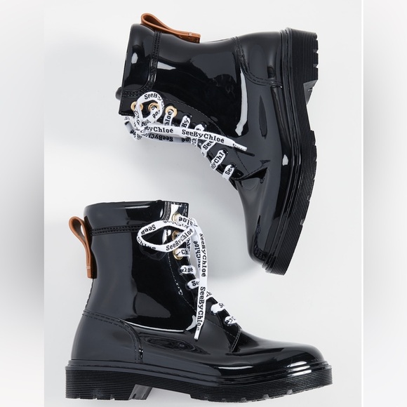 BNIB See By Chloe Florrie black rain boots size 35 - Picture 1 of 11